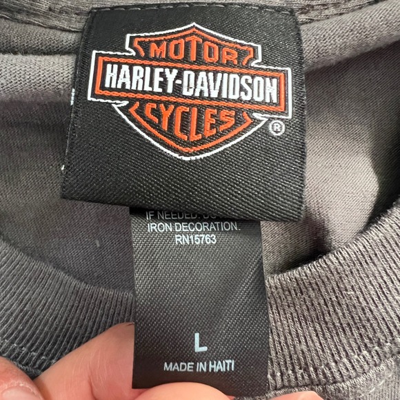 Harley Davidson Mens L Pin Up Girl Motorcycle Graphic Tee Gray Grand Junction CO - Picture 7 of 10